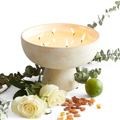 Blueme Focus Candle | Eucalyptus & Lime | 6 Wick - Refillable Wellness Candle with Essential Oils, Hand Finished & Poured ...