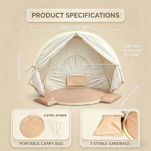 Pivoryla Baby Beach Tent, Pop Up Baby Tent with UV Protection, 37"x29"x33" Baby Sun Shade, Portable Baby Beach Essentials...