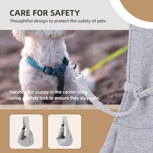 Adjustable Dog Carrier Sling - Hand-Free Dog Carriers for Small Dogs and Cats, Puppy Sling Carrier with Zipper Purse Pocke...