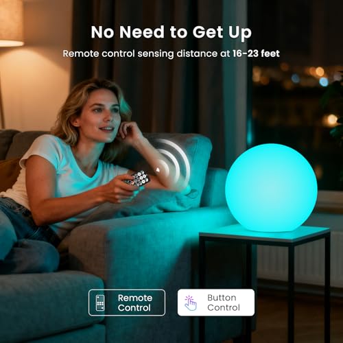 LOFTEK 6-inch LED Light Ball: Nursery Night Light with Remote Control, 16 RGB Color Changing & Dimming Rechargeable, Cordl...