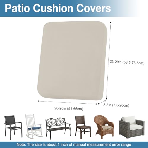 hyha Waterproof Outdoor Cushion Covers for Patio Furniture, Stretch Patio Chair Cushion Slipcovers, Coated UV Resistant Re...