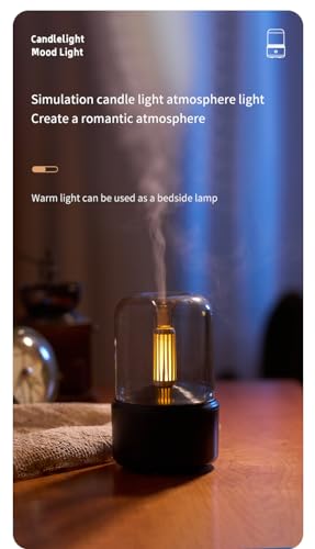 Candlelight Flame Air Diffuser,Portable Essential Oil Diffuser Noiseless 120ML Aroma Diffuser Waterless Auto-Off Protectio...