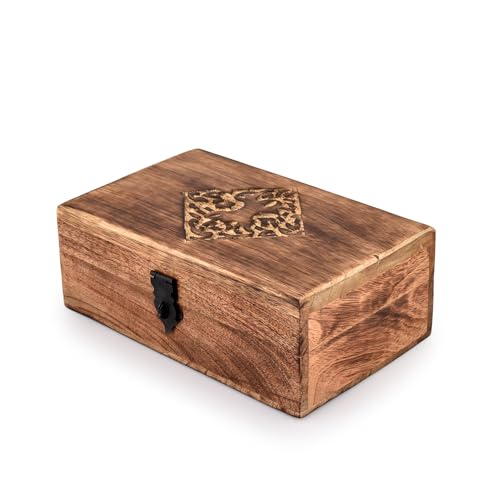 NIRMAN Handmade Wooden Jewellery Trinket Box Keepsake Storage Organizer with Hand Carved Celtic Design