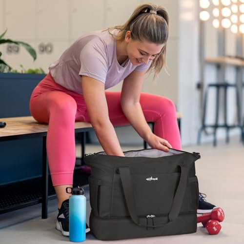 ETRONIK Gym Bag for Women, Personal Item Travel Bag with Shoes Compartment, Weekender Overnight Duffel Bag with Wet Pocke...