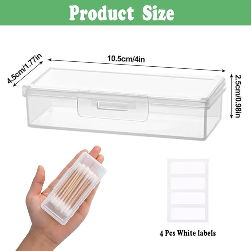 MatFirsmo Cotton Swab Holder for Travel, 2 Pcs Portable Small Dental Floss Holder Clear Plastic Cotton Pad Holder, Travel ...