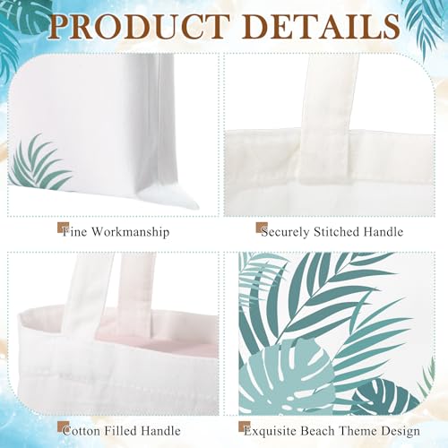 SATINIOR 10 Pcs Beach Theme Canvas Totes Bags Gifts Shopping Bags Reusable Grocery Handbags for Women Travel Cruise Wedding