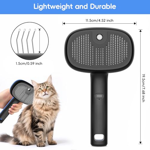 Gleedeal Steam Brush for Dogs and Cats,Dog and Cat Hair Brush for Shedding and Grooming with Electronic Mist Spray,Pet Ste...