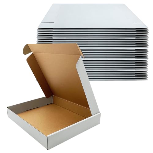 13x11x2 Inches Shipping Boxes Set of 25,White Corrugated Mailing Cardboard Box Literature Mailer for Packing Small Busines...
