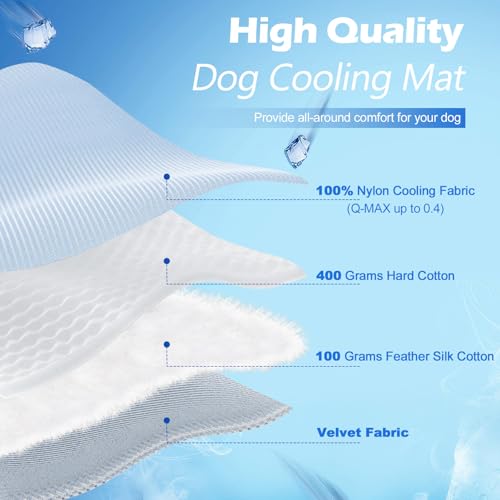 Tivray Dog Cooling Mat, 48'' × 28'' Large, Self-Cooling Mat for Dog Reversible (Cool & Warm), Double-Sided Pet Cool Pads f...