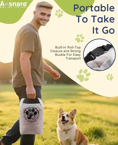 Aosnare Pet Food Storage Bag for Travel - Transparent Leak-Proof Dog Food Container with Roll-Top Closure, Keeps Kibble Fr...