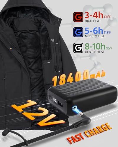 Wulcea Graphene Heated Softshell Jacket for Women 12V Fast Charge 18400mAh Large Capacity