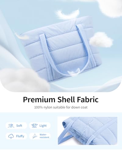 Narwey Puffer Tote Bag for Women Girl, Puffy Work Tote Bags for Nurse Teacher, Quilted Shoulder Bag Handbag for Travel Gym