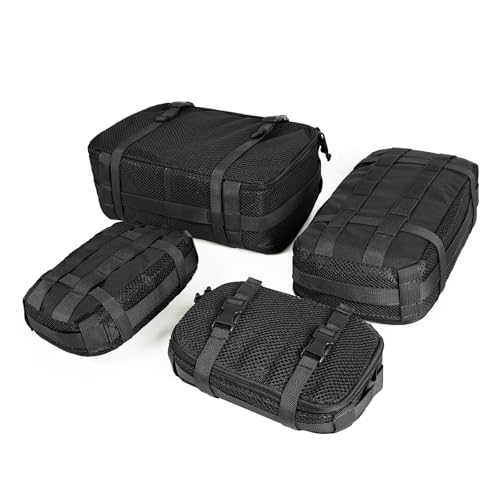 CASONMMAX 4 Set Tactical Packing Cubes ，Compressible Mesh Duffle Storage Bag,Portable Edc Molle Pouch Organizer.
