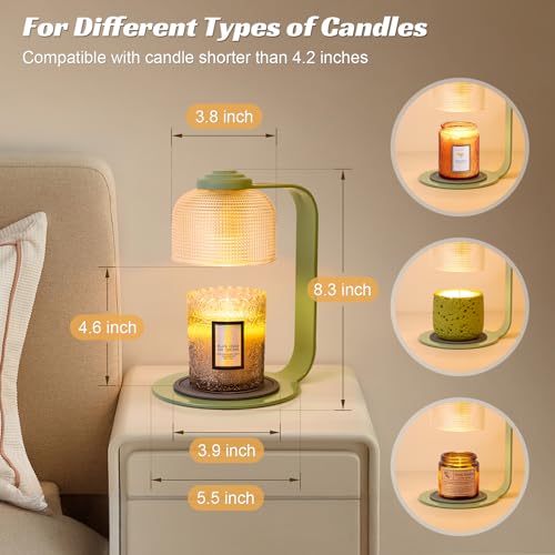 Shang Chiang Candle Warmer Lamp with Clear Glass Globe and Timer & Dimmable Light - Jar Candle Melter Green Minimalist Met...