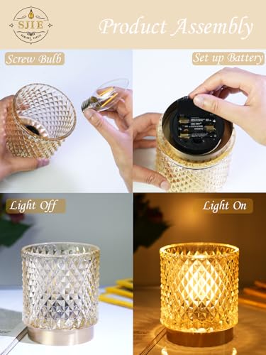SJIE Battery Operated Lamp - Stylish Small Lamps Decorative with Timer & 3 Light Modes, No Plug in Lamps Cordless Battery ...