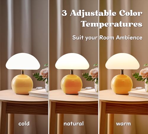 Joyzy Mushroom Table Lamp for Bedroom Light, Desk Bedside Small Lamps for Living Room Night Stands, Mushroom Lighting Deco...