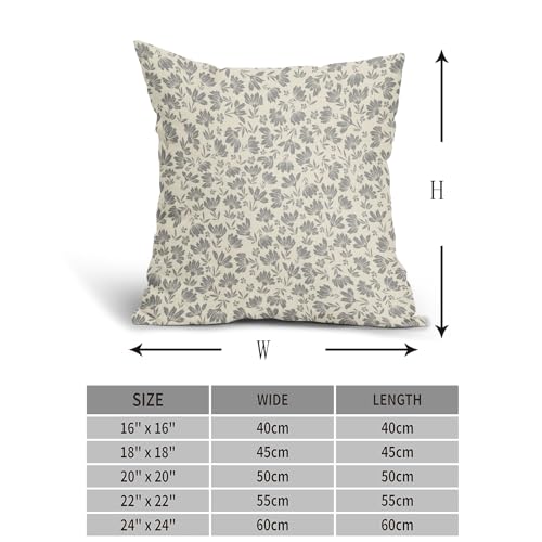 Kawani Daisy Floral Block Print Pillow Covers 18X18 Inch Gray Grey Beige Flowers Decorative Square Pillow Cases Set of 2 F...