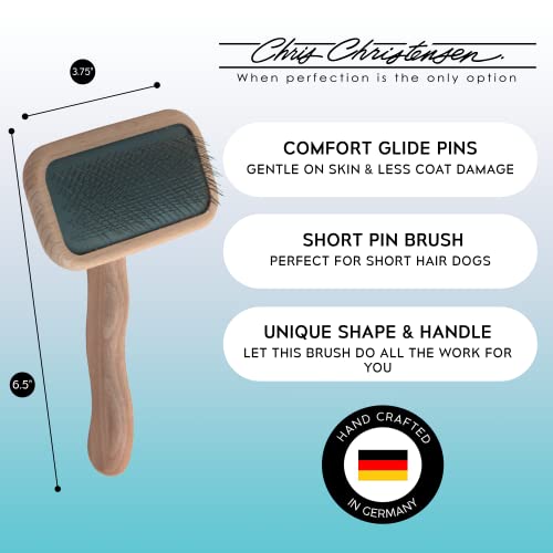Chris Christensen Mark II Slicker Brush for Dogs, 12mm Pins, Groom Like a Pro, Handcrafted Lightweight Beechwood Ergonomic...