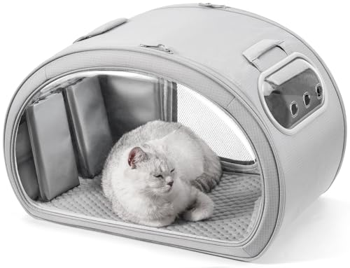 Pecute Cat Cooling House, with Cooling Mat for Small Dogs, Indoor Cat Bed with Insulation and 6 Built-in ice Packs, Foldab...
