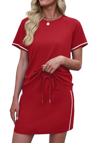 Sampeel 2 Piece Sets for Women Skirt Sets Summer Outfits Womens Clothing Set Travel Workout Skort Sets