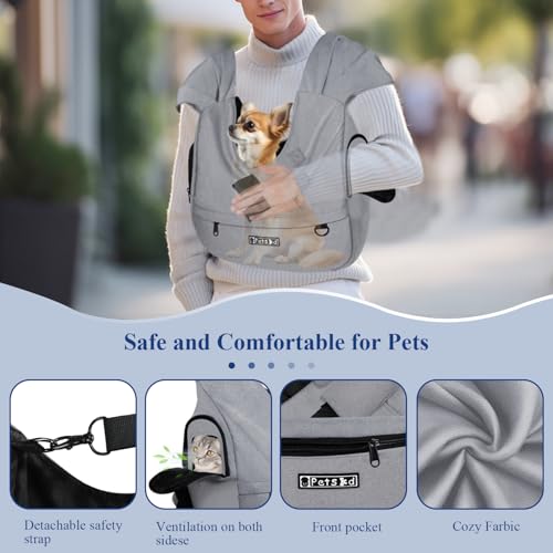 Petskd Dog Carrier Sling for Small Pet 7-15 LBS, Hands Free Front Facing Cat Sling Chest Carrier with Bottom Mat and Adjus...