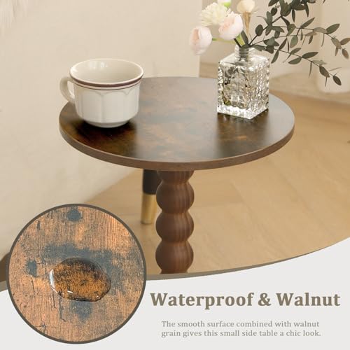 Fultyle Round Side Table, Small Drink Table for Small Spaces, Modern Accent Nightstand with Solid Wood Leg for Living Roo...