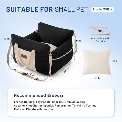 ZOMISIA Dog Car Seat for Small Dogs - Waterproof Pet Booster Seat for Car with Clip-On Safety Leash, Travel Carrier for Me...