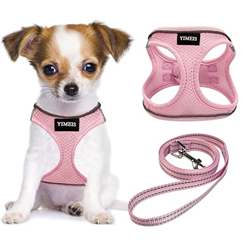 YIMEIS Dog Harness and Leash Set, No Pull Soft Mesh Pet Harness, Reflective Adjustable Puppy Vest for Small Medium Large D...