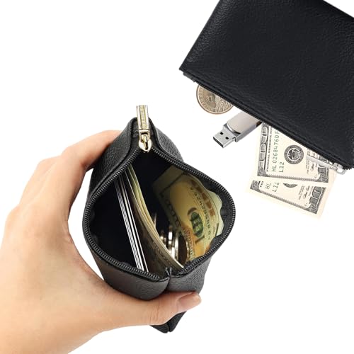 4 Pack Leather Zipper Coin Purse, Portable PU Leather Coin Purse,Mini Coin Pocket Pouch Change Holder, Coin Pouch with Zip...