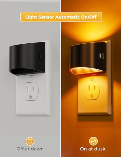 L LOHAS LED Night Light 2 Pack, Night Lights Plug into Wall, Dusk to Dawn Sensor Nightlight, 3 Level Brightness Adjustabl...