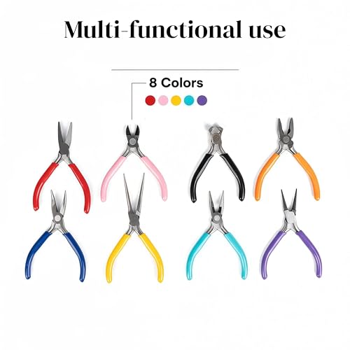 8 PCS Jewelry Pliers Set,Mini 4.5’’ Jewelry Making Tools with Storage Pouch, Stainless Steel Precision Pliers for Bracelet...