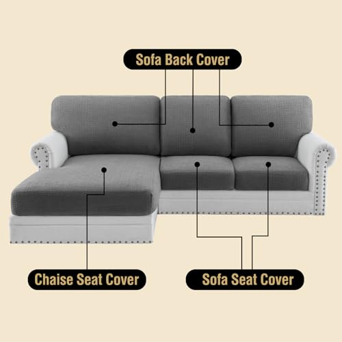 H.VERSAILTEX Super Stretch Individual Jacquard Couch Cushion Covers Furniture Protector Spandex Anti-Slip Soft Thickened S...