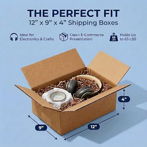 BOX USA Shipping Boxes Medium 12"L x 9"W x 4"H 25-Pack - Corrugated Cardboard Box for Moving, Mailing, Packing, Packaging ...