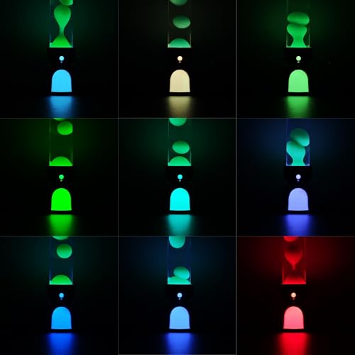 MLATAOOYG Lighthouse Liquid Motion Lamp, Decorative Night Light with Green Wax, 13-Color Changing, Safe Flameless Mood Lig...
