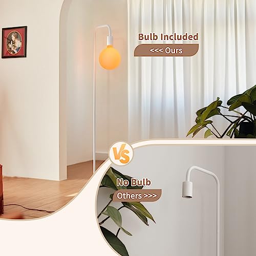 ONEWISH Floor Lamp for Living Room - Minimalist Standing Lamp with Modern LED Bulb, White Frosted Globe Glass 6", 1800K Wa...