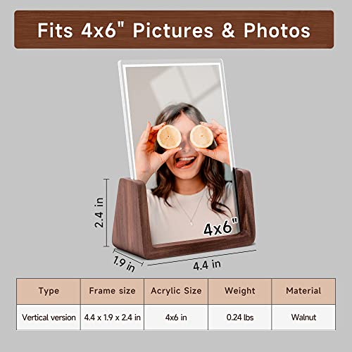 Komimaci 4x6 picture frames, Solid Rustic Wooden Photo Frames with Walnut Wood Base and High Definition Acrylic Glass Cove...