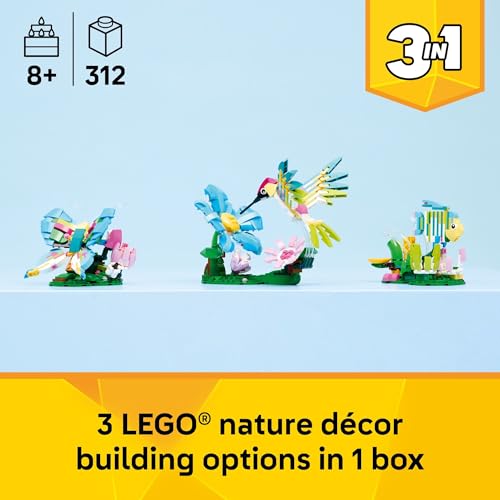 LEGO Creator 3 in1 Wild Animals: Colorful Hummingbird Building Toy for Girls, Boys, & Kids, Ages 8+ - Build a Bird, Butter...