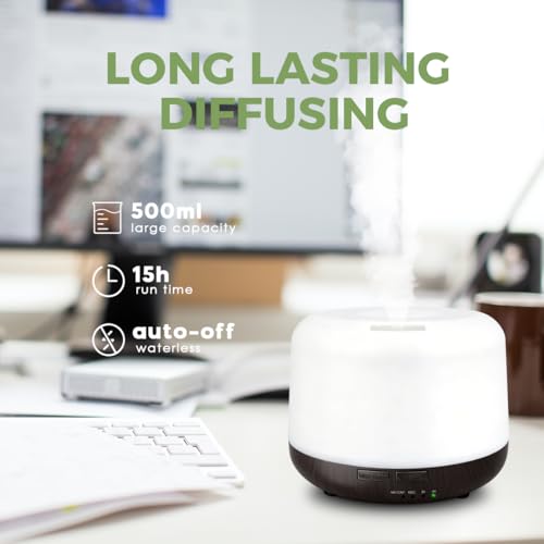 500ml Essential Oils Diffuser for Home,3 Aromatherapy Oils Set Diffuser with Remote Control,Small Air Humidifier for Home ...