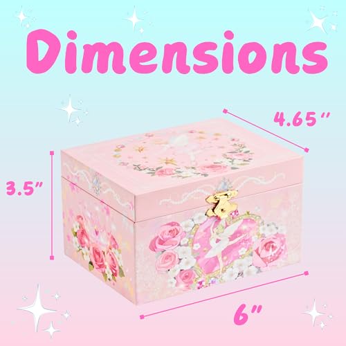 NEWLOOP Unicorn Jewelry Box for Girls – Musical Spinning Rainbow Unicorn Ballerina Design with Heart Mirror, Perfect Jewel...