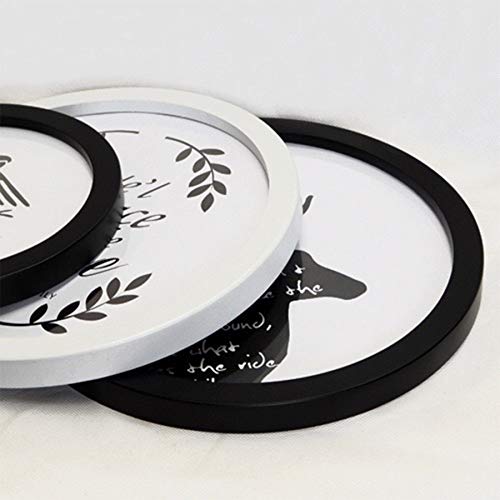 alblinsy Round Photo Frame Wooden Wall Hanging Picture Frames for Home Office Wall Decor (Black, 10 inch)