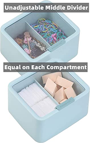 Tecbeauty Large Qtips Holder - 2 Grids Cotton Swabs Dispenser Bathroom Organizer Cotton Balls, Pads Storage Canisters, Hin...