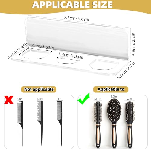 CCREDONE Acrylic Hair Brush Holder for Bathroom Adhesive Hair Tool Organizer Wall Mounted Comb Holder Organizer with 3 Hol...