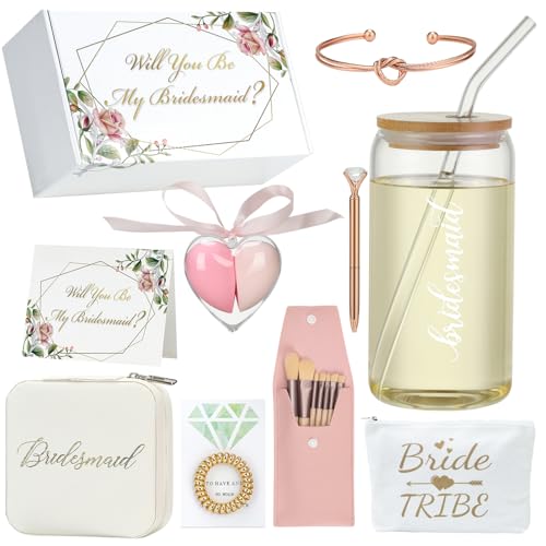 XGCYZYD Will You Be My Bridesmaid Gift Box,Bridesmaids Proposal Gifts Set of 10-Bachelorette & Wedding Party Engraved with...