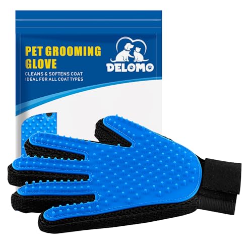 Pet Hair Remover Glove - Gentle Pet Grooming Glove Brush - Deshedding Glove - Massage Mitt with Enhanced Five Finger Desig...