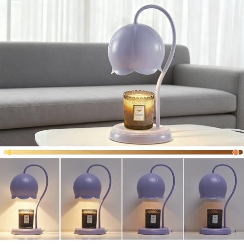Mahbahole Light Blue Cute Flower Candle Warmer Lamp with Timer Dimmable, Bedroom House Office Aesthetic Living Girls Room ...