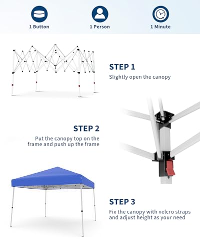 Canopy Tent, GarveeLife 10X10 FT Pop Up Canopy Outdoor Instant Tent Slant Legs with Carrying Bag, Portable Gazebo Shelter ...