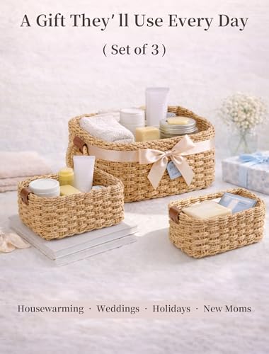Panovox Storage Basket, Recycled Paper Rope Basket Organizer, 3Pcs Small Baskets for Organizing, Mini wicker Basket for De...