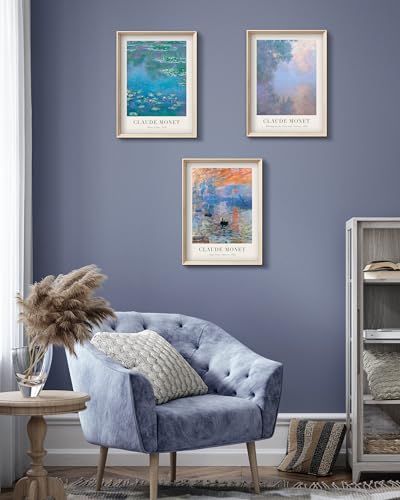 Framed Claude Monet Water Lilies Canvas Wall Art,Vintage Impressionist Botanical Painting,16x12IN High Framed Design Print...