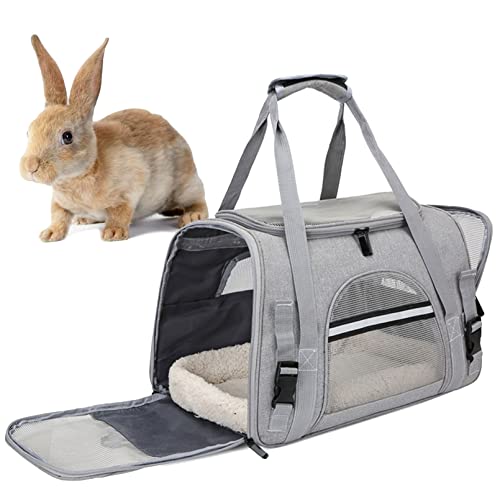 kathson Rabbit Travel Carrier Bag Airline Approved Pet Pocket Breathable Mesh Window Portable Hand Bag with Locking Safety...
