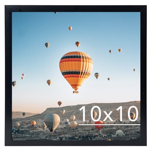 JCJMY 10x10 Picture Frame Black for Wall Hanging, Wall Mounting Horizontally or Vertically, 10 x 10 Square Wall Gallery Po...
